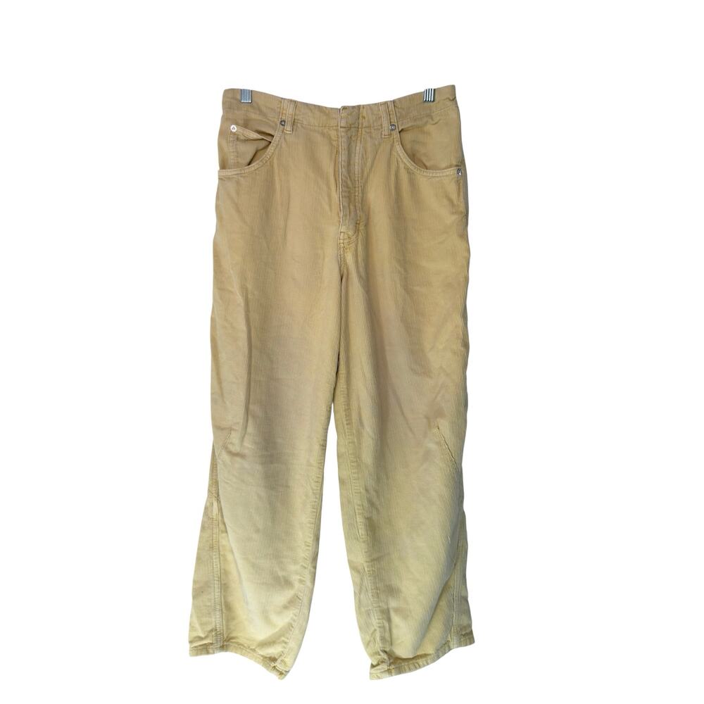 Free People Yellow Slouchy Corduroy Pants Cabin Pastel Casual Basic Size 27
